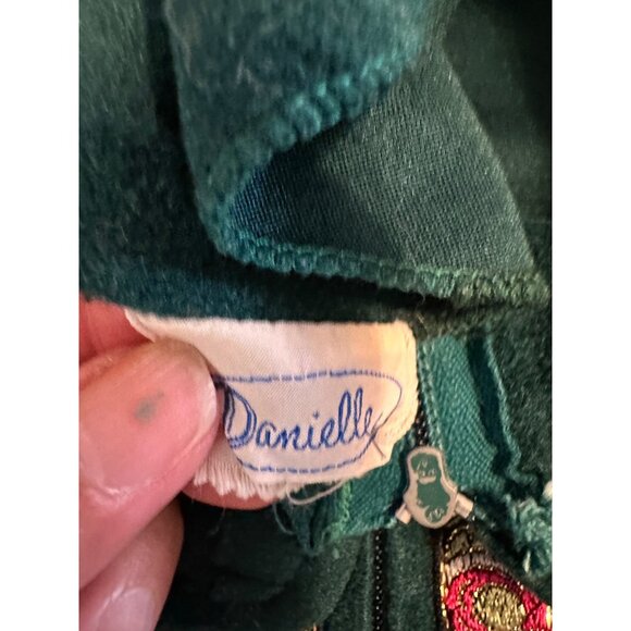 Vtg Danielle Green Velvet Jumper Wide Leg Zip Closure women’s M-L 70 style Read - Picture 4 of 16